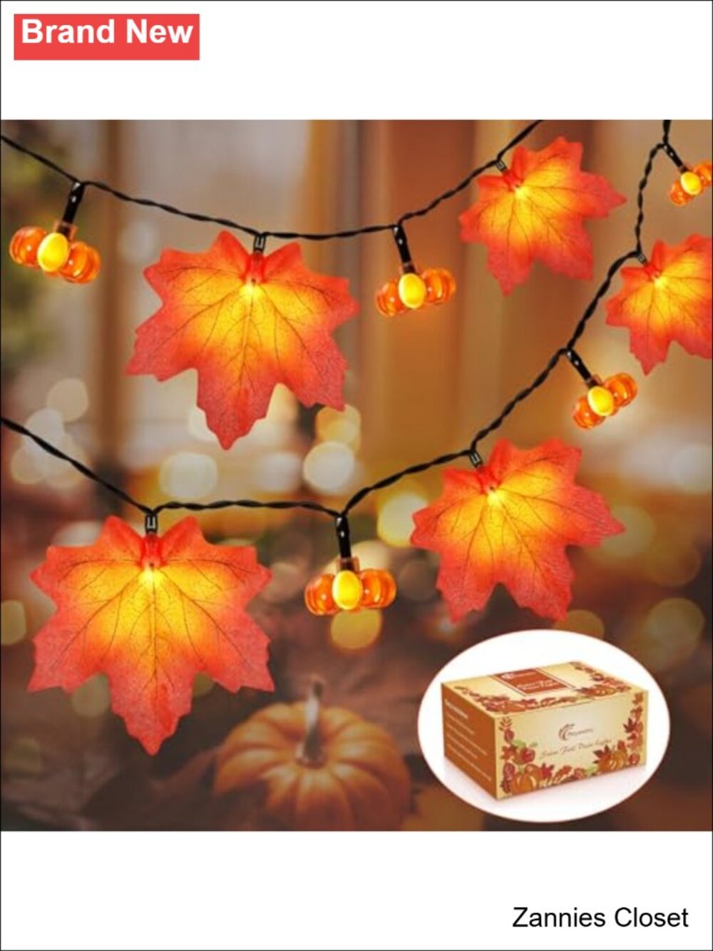 👻 Solar Fall Leaf Garland String Lights Thanksgiving Outdoor Decor LED 39FT
